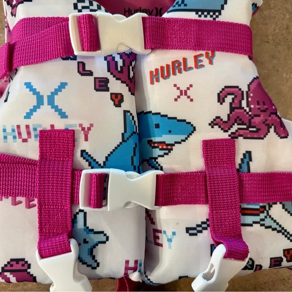 Hurley Kids' Life Jacket with Pink Straps, Size Small Under 25lbs NWOT